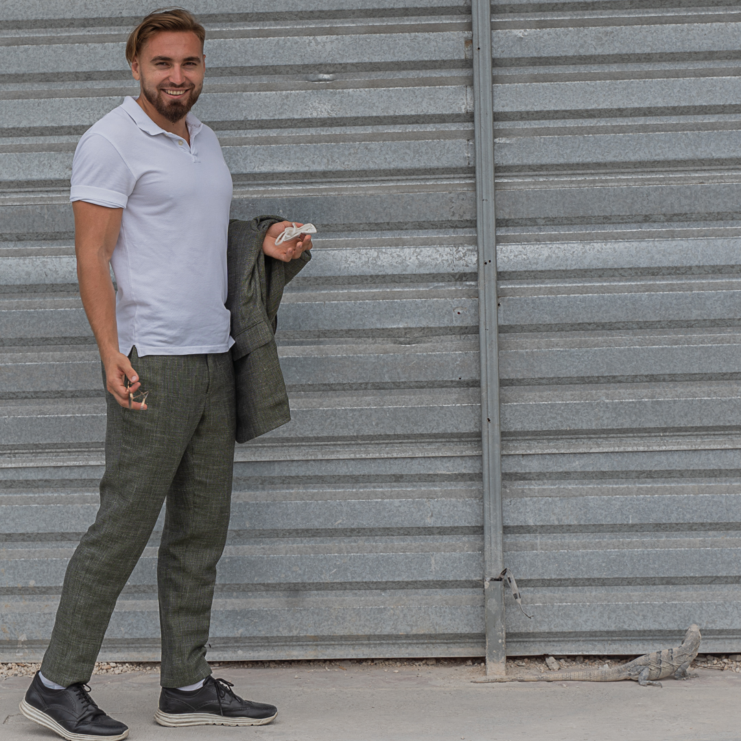 An Attractive Young and Masculine Bearded Man Poses for a Head Portrait  Outside in a Park. Stock Image - Image of healthy, muscular: 193215613