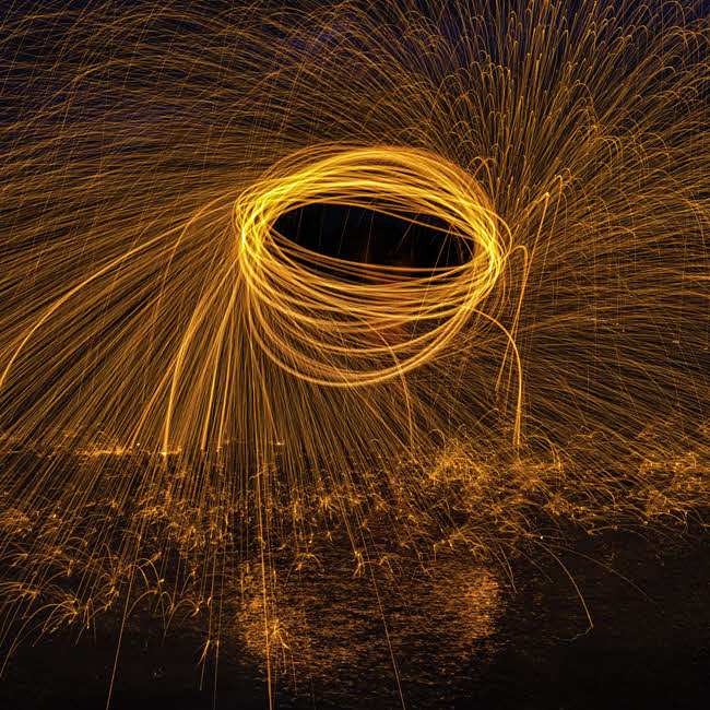 steel wool spinning fire