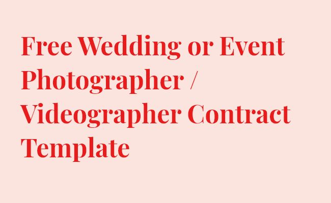 free editable photographer contract template