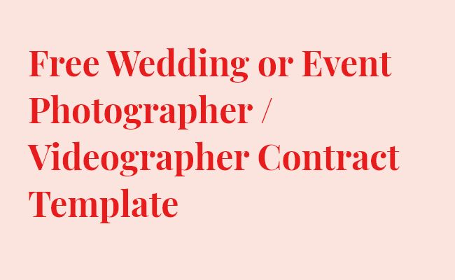 Free Editable Photographer Contract Template