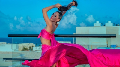 Instagram Model: @Gretaagreta1 riviera maya photogrpher red flying dress